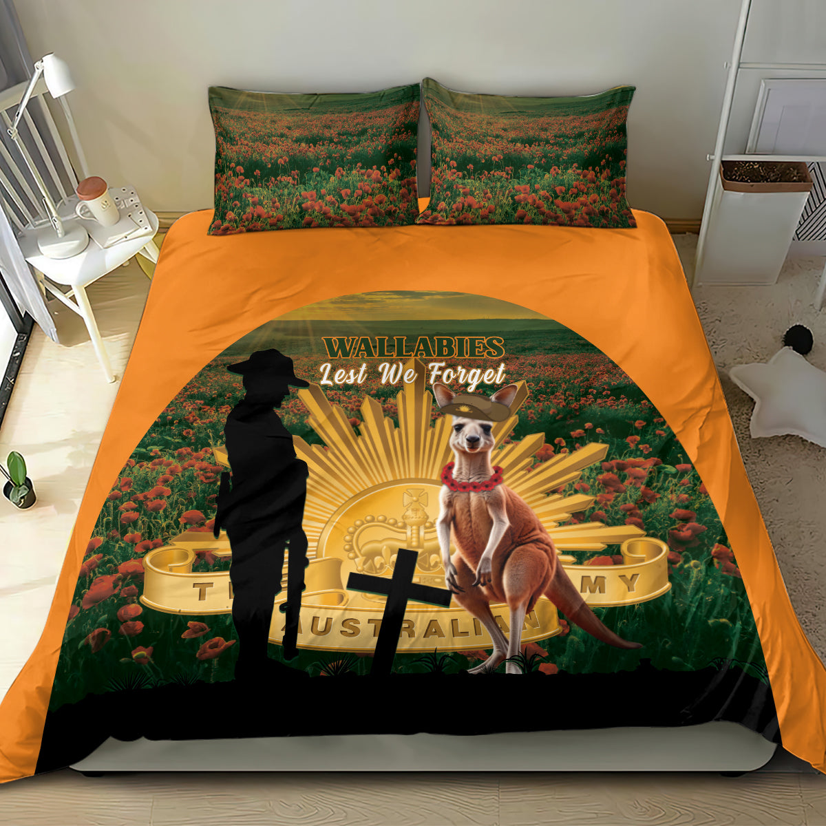 Australia Wallabies Rugby ANZAC Day Bedding Set 2024 Lest We Forget