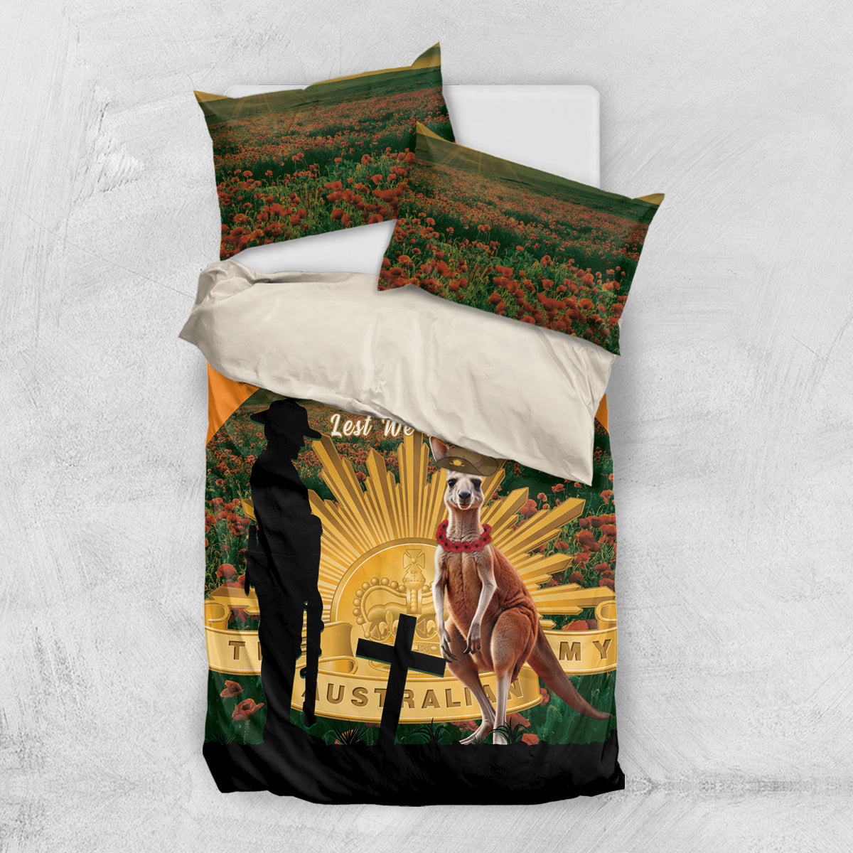 Australia Wallabies Rugby ANZAC Day Bedding Set 2024 Lest We Forget