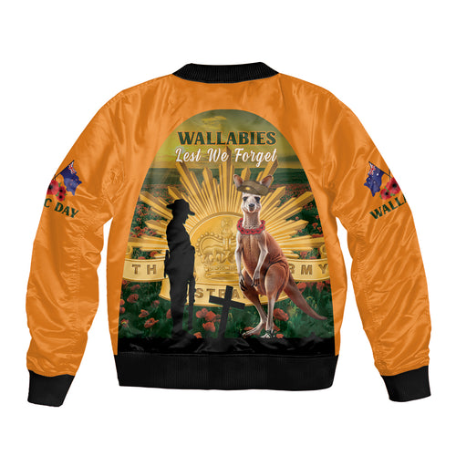Australia Wallabies Rugby ANZAC Day Bomber Jacket 2024 Lest We Forget