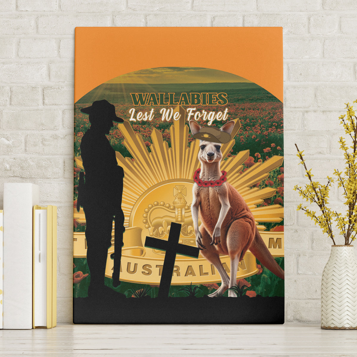 Australia Wallabies Rugby ANZAC Day Canvas Wall Art 2024 Lest We Forget