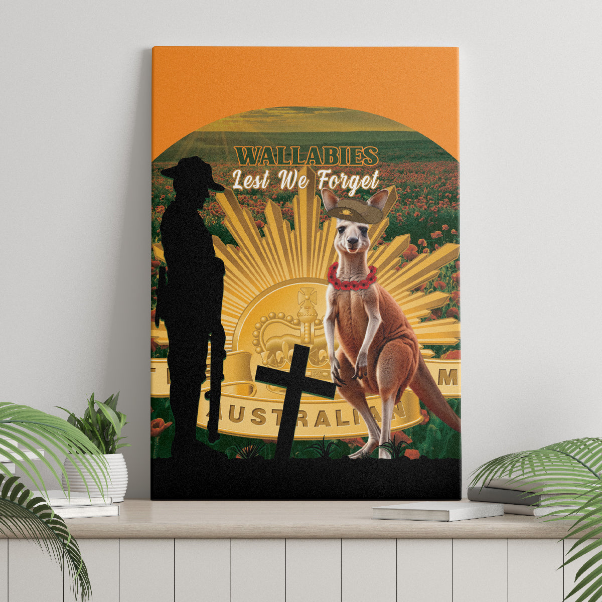 Australia Wallabies Rugby ANZAC Day Canvas Wall Art 2024 Lest We Forget