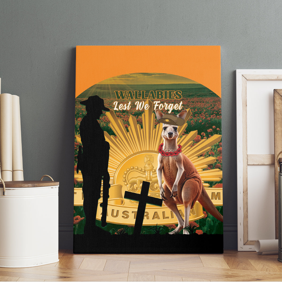 Australia Wallabies Rugby ANZAC Day Canvas Wall Art 2024 Lest We Forget