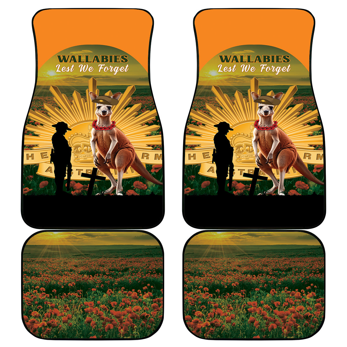 Australia Wallabies Rugby ANZAC Day Car Mats 2024 Lest We Forget