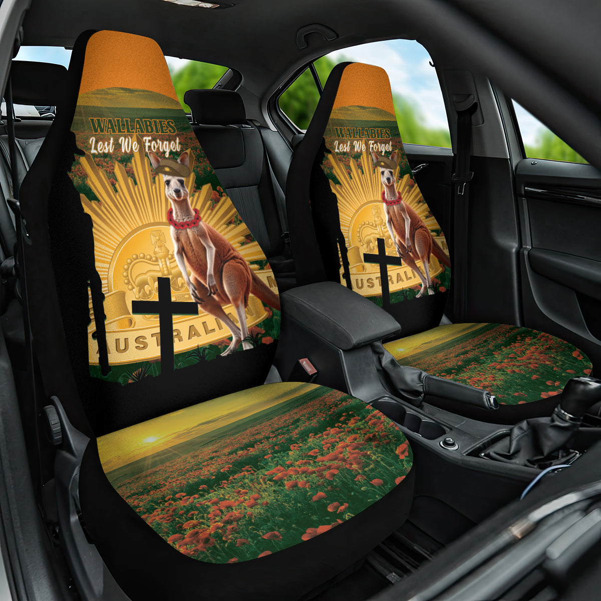 Australia Wallabies Rugby ANZAC Day Car Seat Cover 2024 Lest We Forget