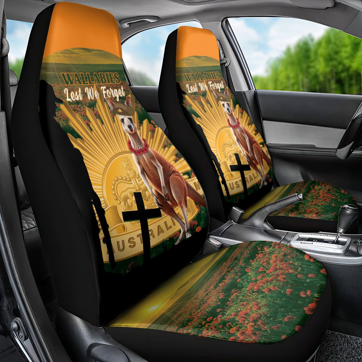 Australia Wallabies Rugby ANZAC Day Car Seat Cover 2024 Lest We Forget