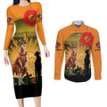 Australia Wallabies Rugby ANZAC Day Couples Matching Long Sleeve Bodycon Dress and Long Sleeve Button Shirt 2024 Lest We Forget