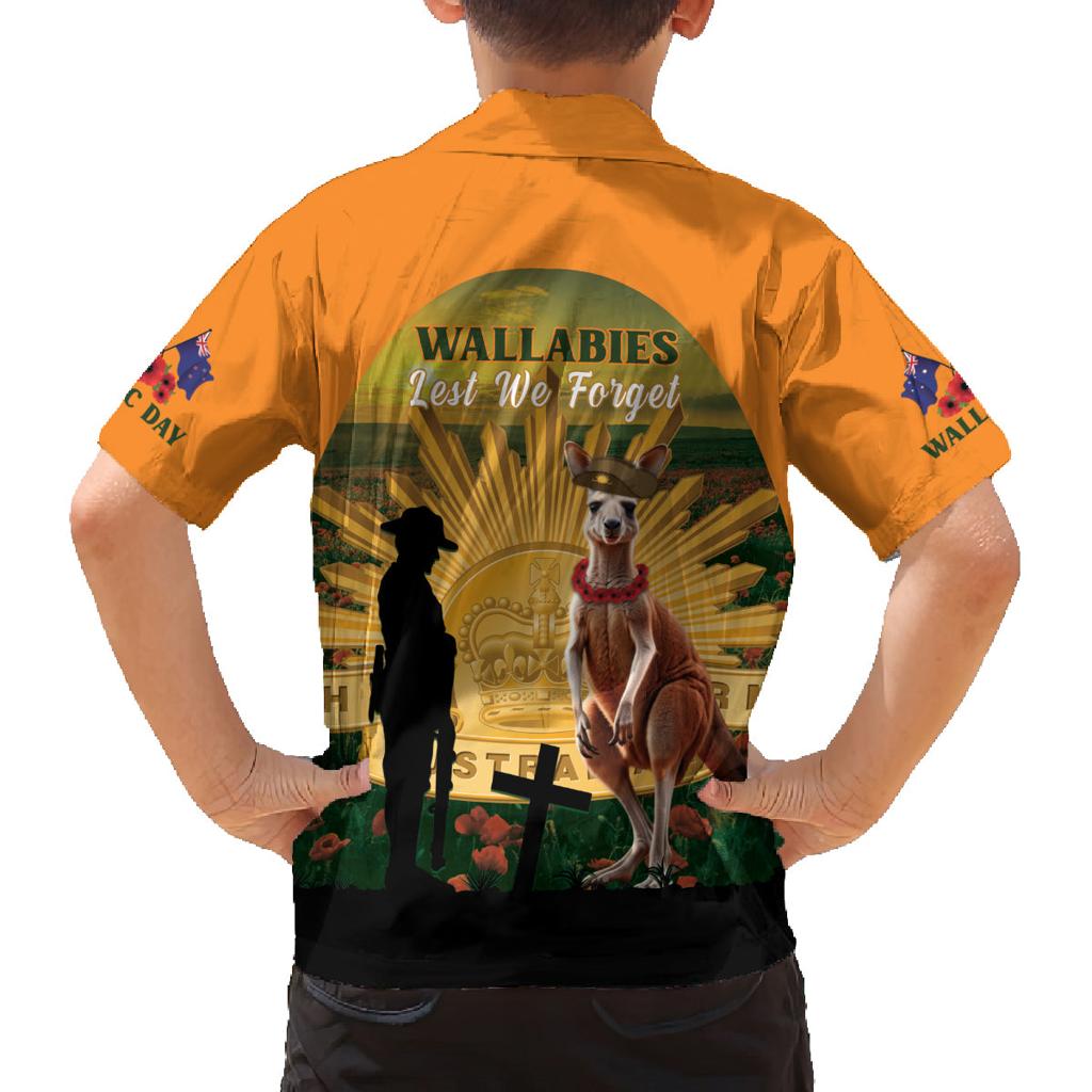 Australia Wallabies Rugby ANZAC Day Family Matching Off Shoulder Maxi Dress and Hawaiian Shirt 2024 Lest We Forget