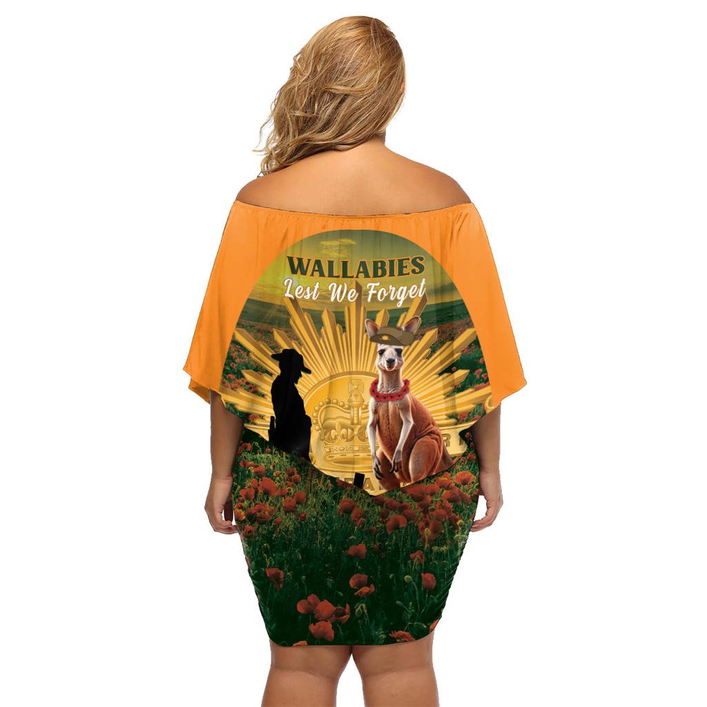 Australia Wallabies Rugby ANZAC Day Family Matching Off Shoulder Short Dress and Hawaiian Shirt 2024 Lest We Forget