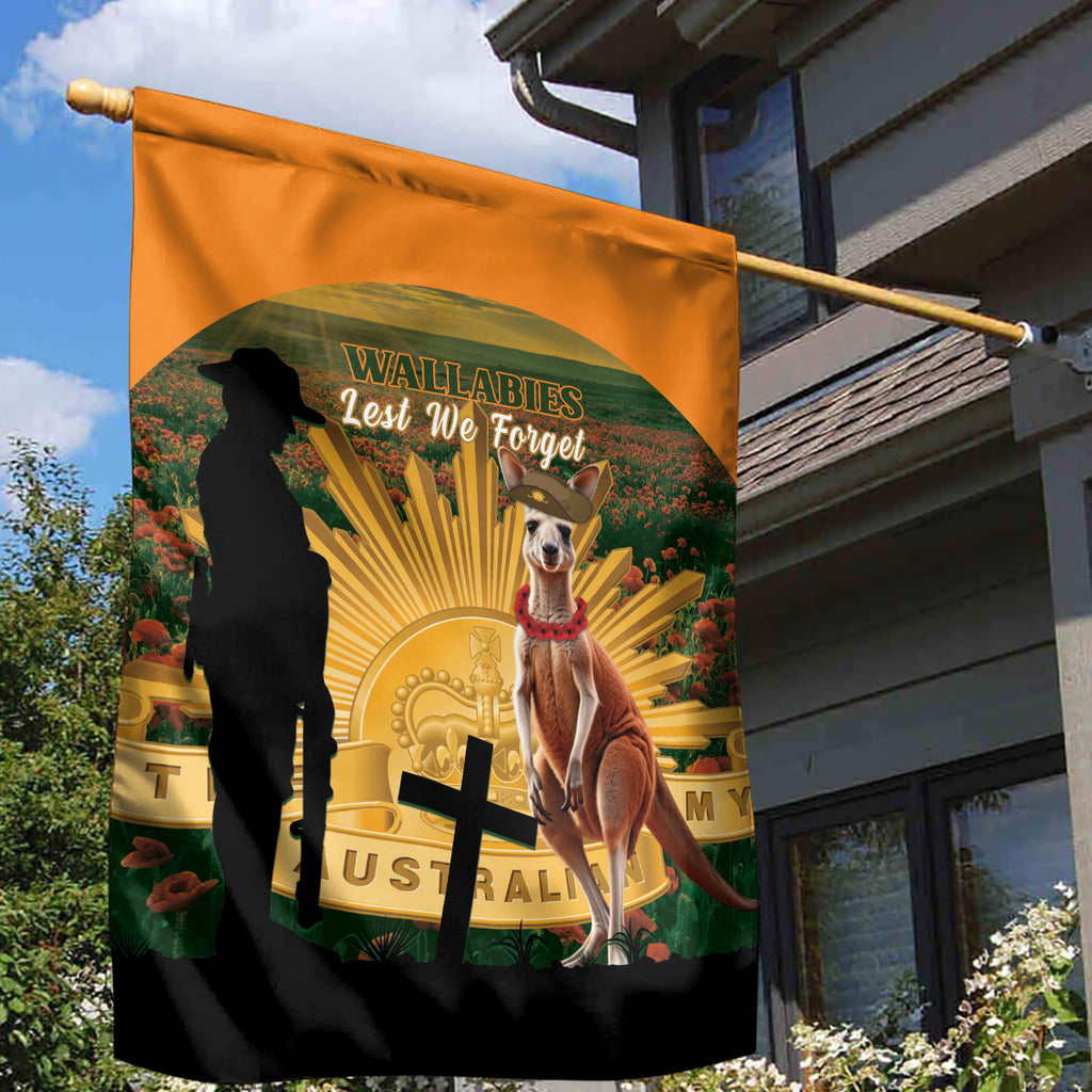 Australia Wallabies Rugby ANZAC Day Garden Flag 2024 Lest We Forget