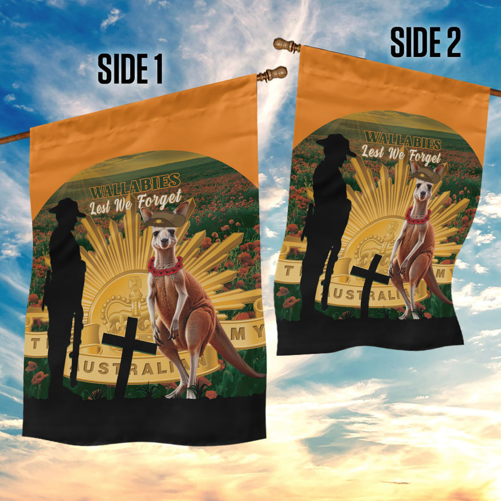 Australia Wallabies Rugby ANZAC Day Garden Flag 2024 Lest We Forget