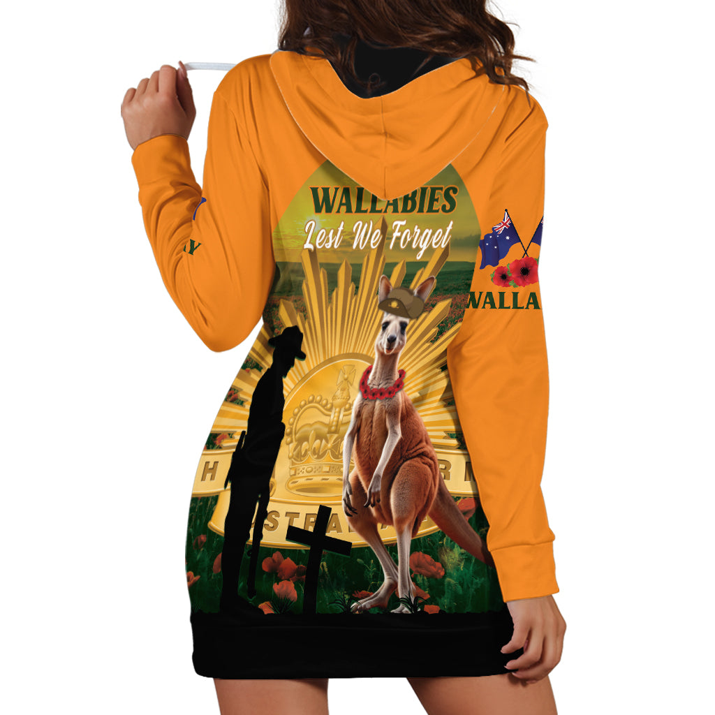 Australia Wallabies Rugby ANZAC Day Hoodie Dress 2024 Lest We Forget