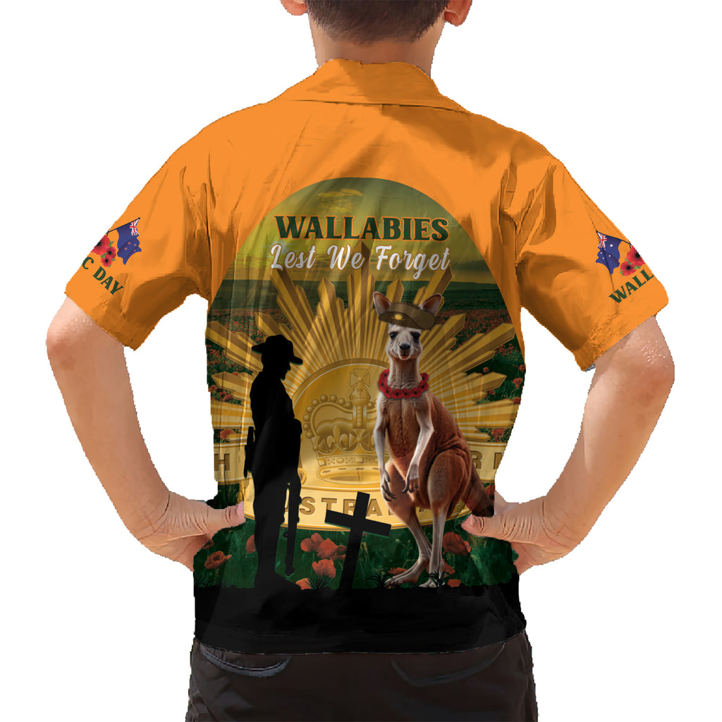 Australia Wallabies Rugby ANZAC Day Kid Hawaiian Shirt 2024 Lest We Forget