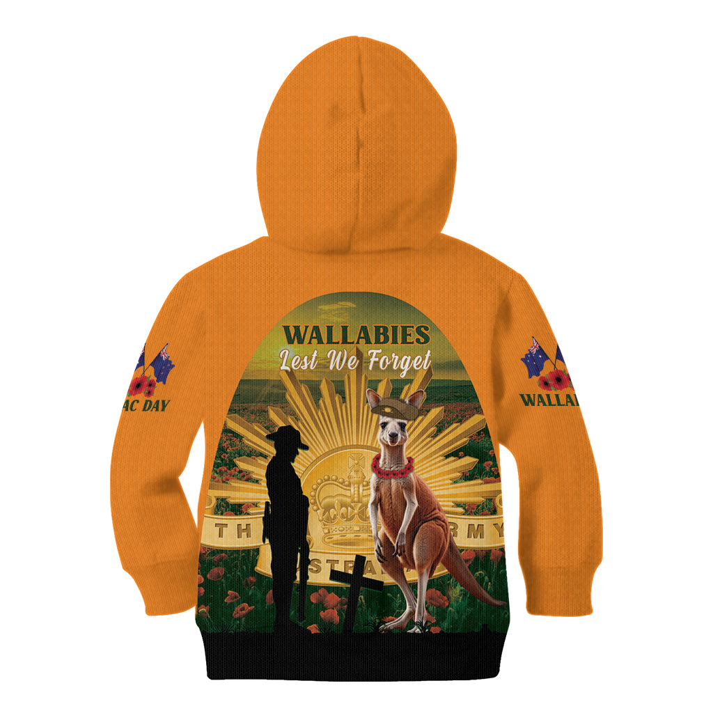Australia Wallabies Rugby ANZAC Day Kid Hoodie 2024 Lest We Forget
