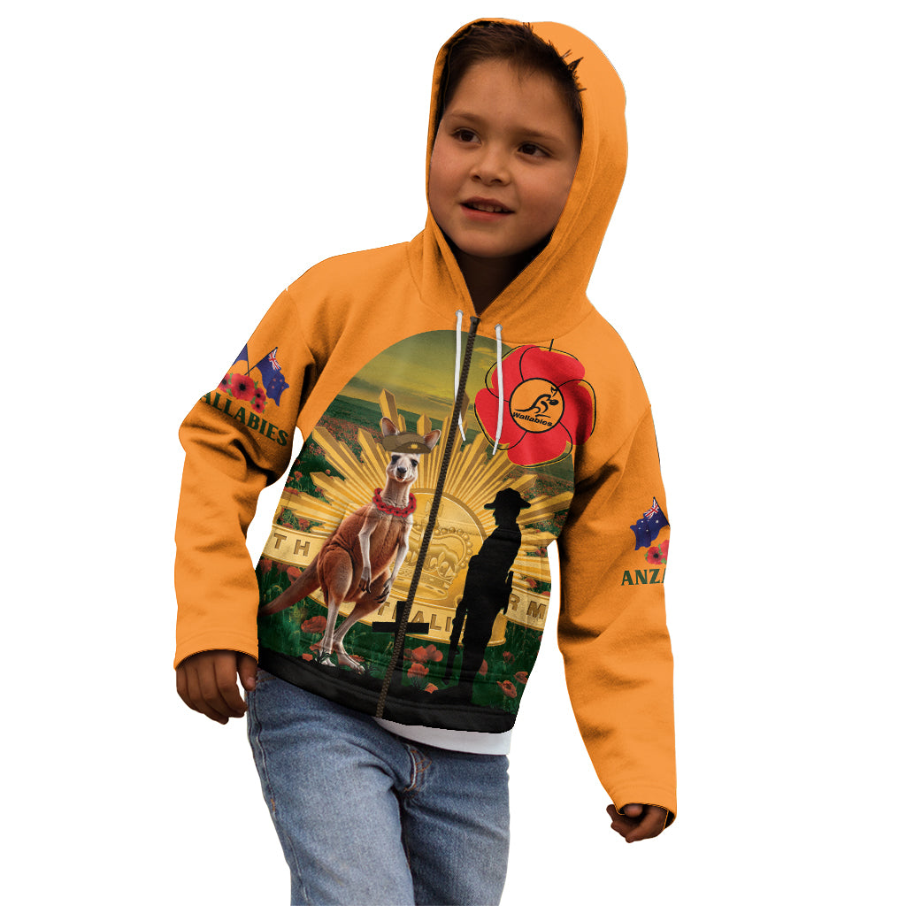 Australia Wallabies Rugby ANZAC Day Kid Hoodie 2024 Lest We Forget