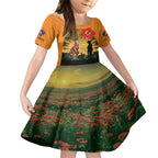 Australia Wallabies Rugby ANZAC Day Kid Short Sleeve Dress 2024 Lest We Forget