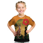 Australia Wallabies Rugby ANZAC Day Kid T Shirt 2024 Lest We Forget