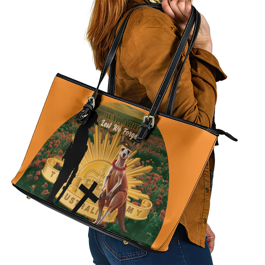 Australia Wallabies Rugby ANZAC Day Leather Tote Bag 2024 Lest We Forget