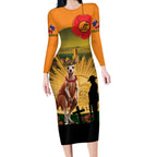 Australia Wallabies Rugby ANZAC Day Long Sleeve Bodycon Dress 2024 Lest We Forget