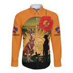 Australia Wallabies Rugby ANZAC Day Long Sleeve Button Shirt 2024 Lest We Forget