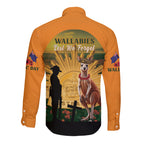 Australia Wallabies Rugby ANZAC Day Long Sleeve Button Shirt 2024 Lest We Forget