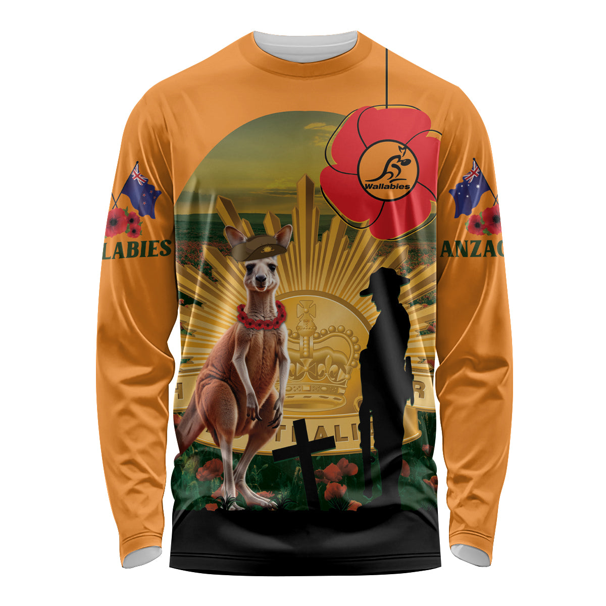 Australia Wallabies Rugby ANZAC Day Long Sleeve Shirt 2024 Lest We Forget