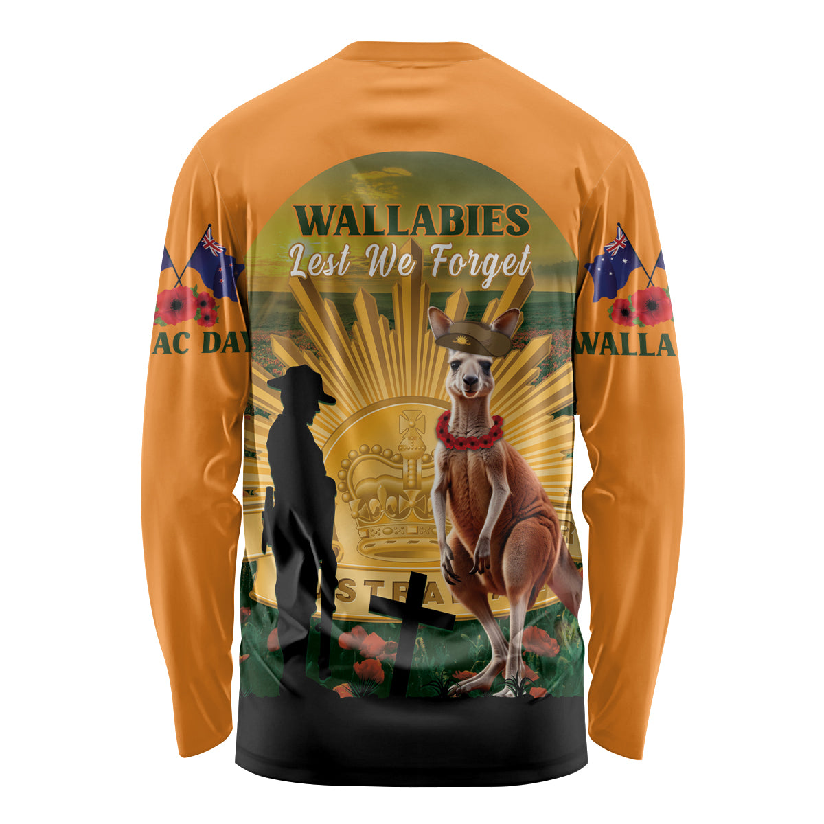 Australia Wallabies Rugby ANZAC Day Long Sleeve Shirt 2024 Lest We Forget