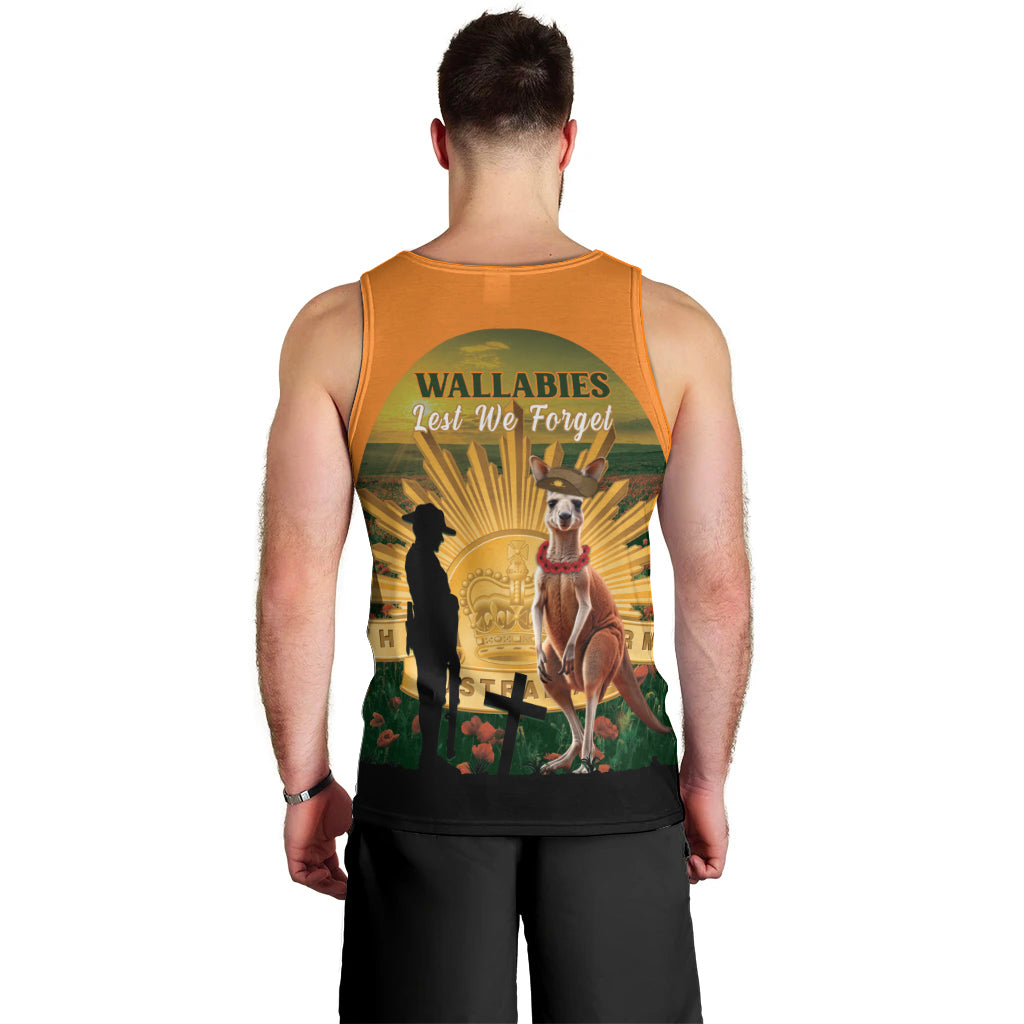 Australia Wallabies Rugby ANZAC Day Men Tank Top 2024 Lest We Forget