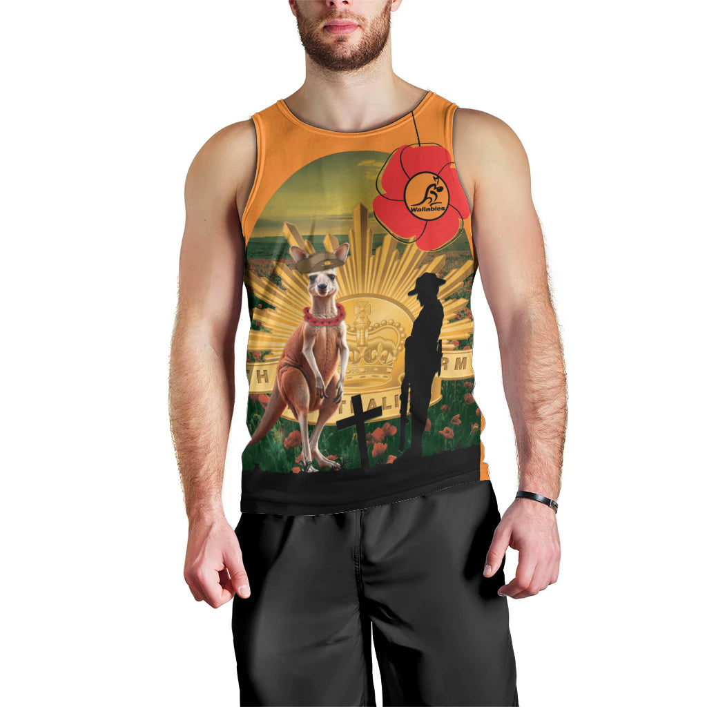 Australia Wallabies Rugby ANZAC Day Men Tank Top 2024 Lest We Forget