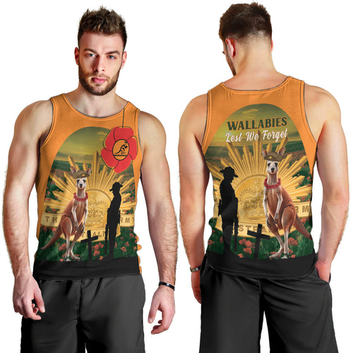 Australia Wallabies Rugby ANZAC Day Men Tank Top 2024 Lest We Forget