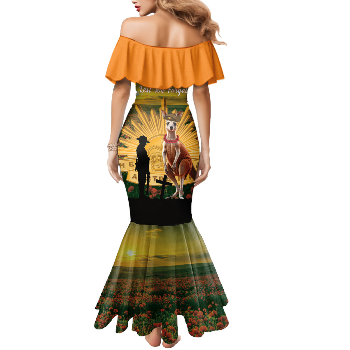 Australia Wallabies Rugby ANZAC Day Mermaid Dress 2024 Lest We Forget