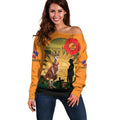 Australia Wallabies Rugby ANZAC Day Off Shoulder Sweater 2024 Lest We Forget