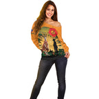 Australia Wallabies Rugby ANZAC Day Off Shoulder Sweater 2024 Lest We Forget