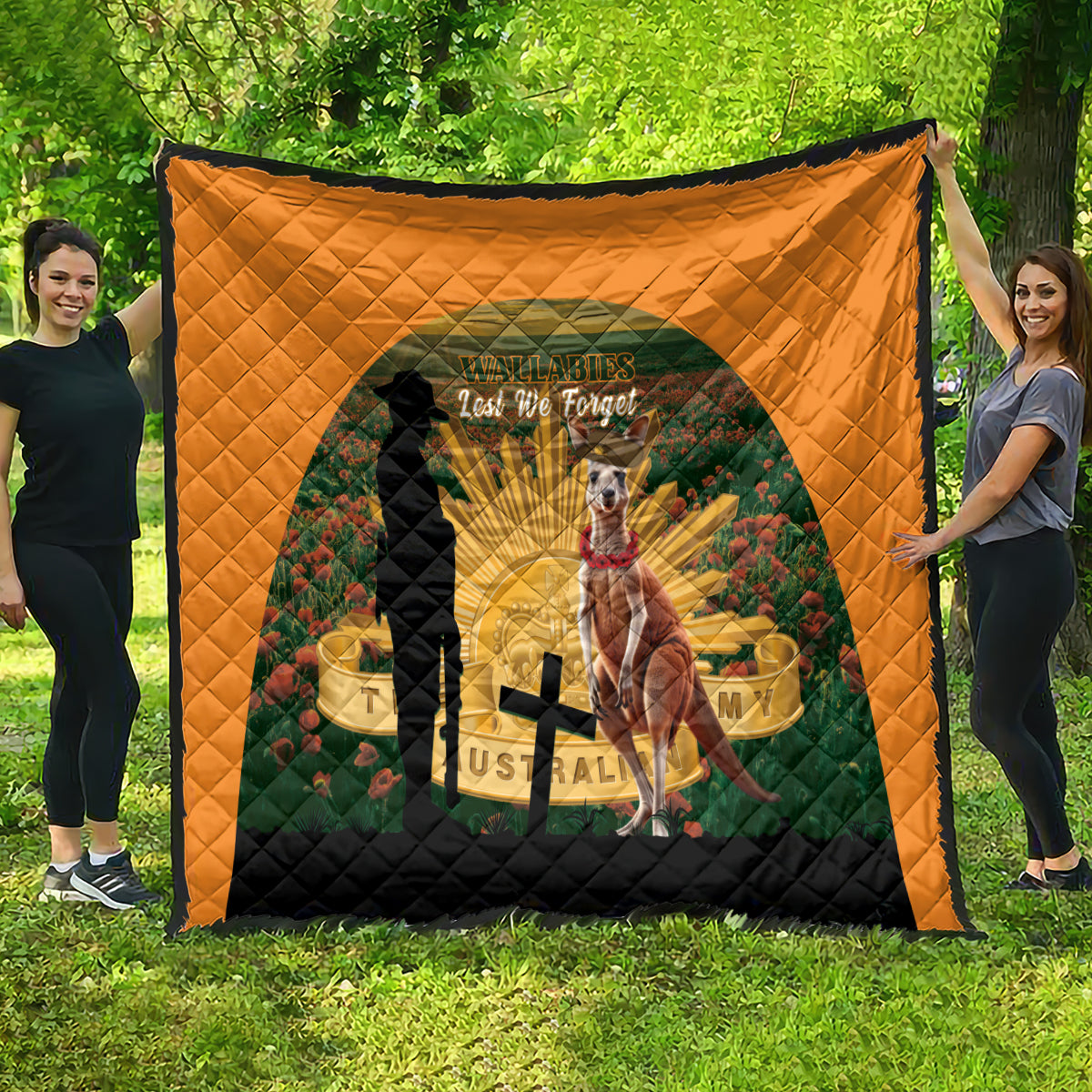 Australia Wallabies Rugby ANZAC Day Quilt 2024 Lest We Forget