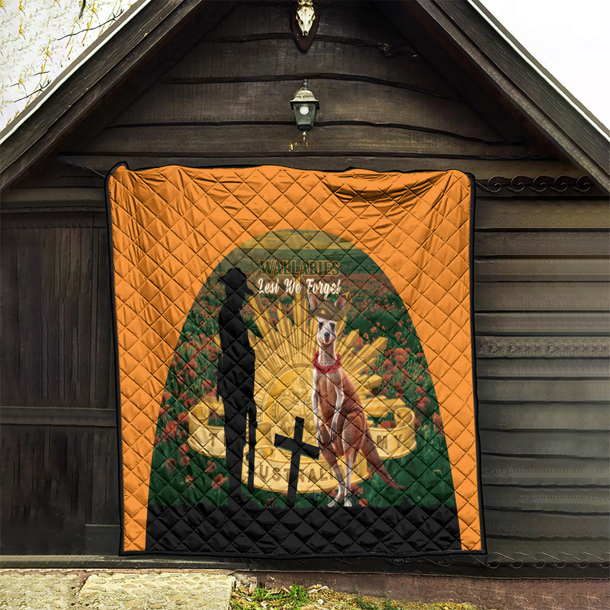 Australia Wallabies Rugby ANZAC Day Quilt 2024 Lest We Forget
