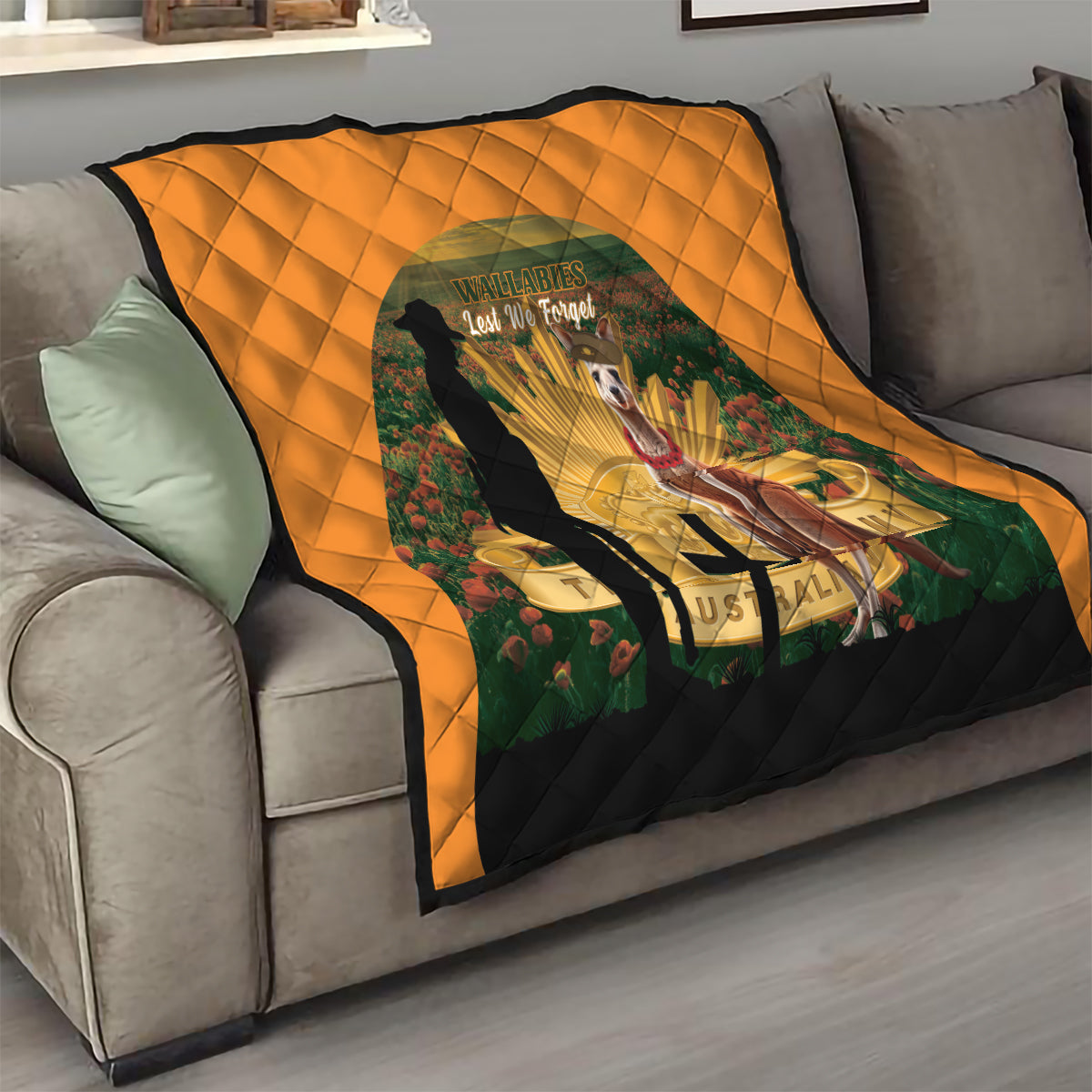 Australia Wallabies Rugby ANZAC Day Quilt 2024 Lest We Forget