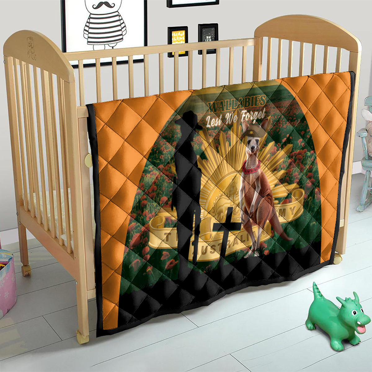 Australia Wallabies Rugby ANZAC Day Quilt 2024 Lest We Forget