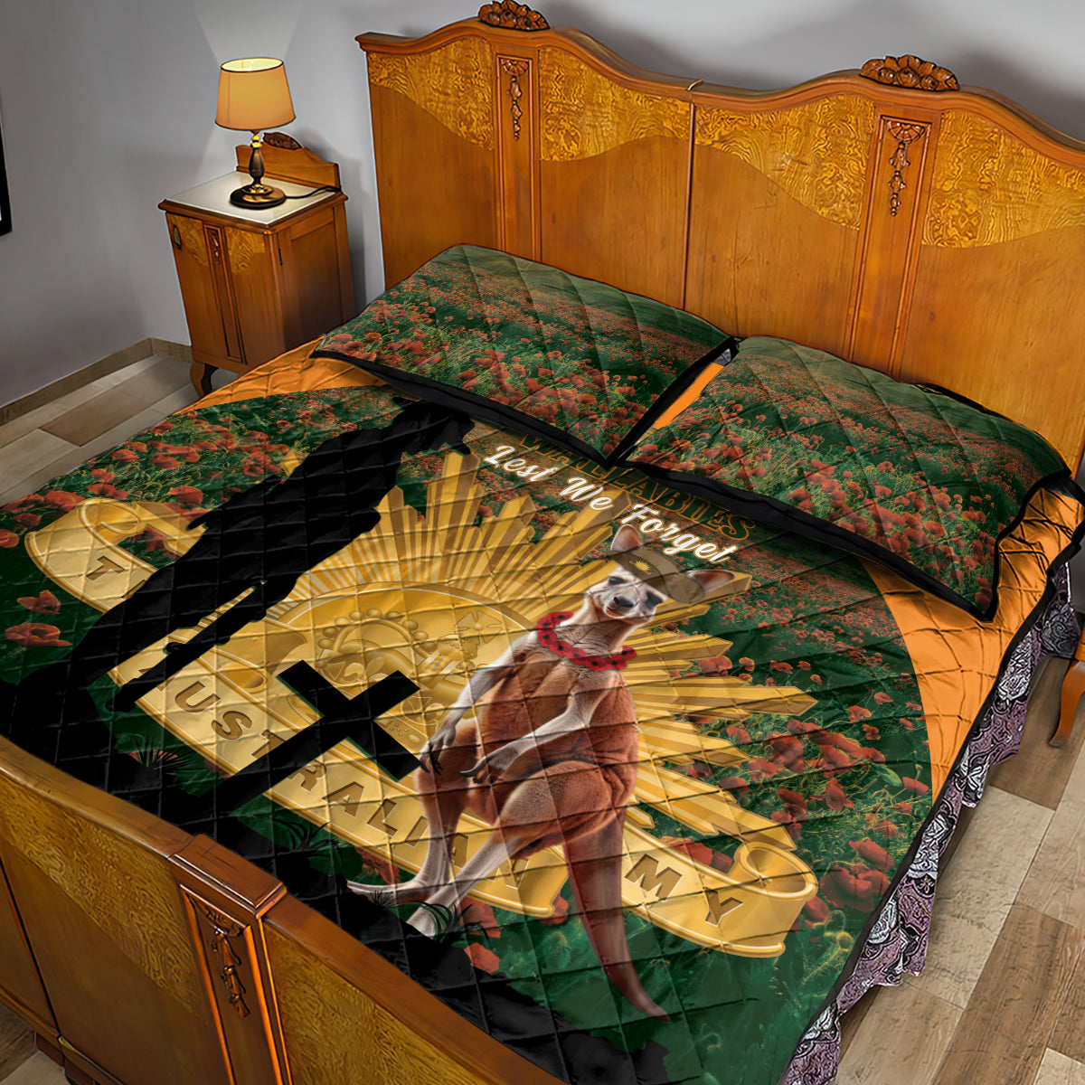 Australia Wallabies Rugby ANZAC Day Quilt Bed Set 2024 Lest We Forget