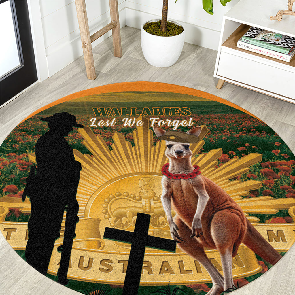 Australia Wallabies Rugby ANZAC Day Round Carpet 2024 Lest We Forget