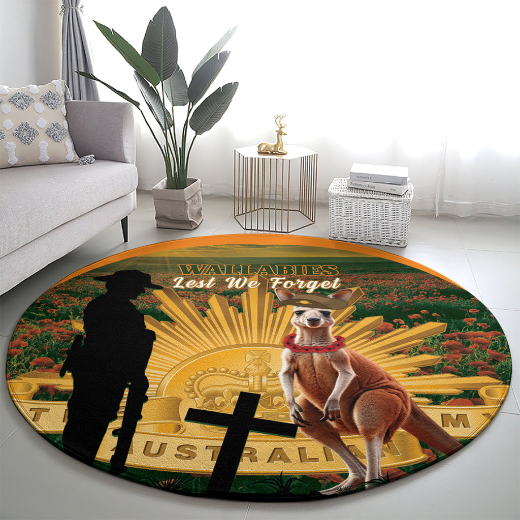 Australia Wallabies Rugby ANZAC Day Round Carpet 2024 Lest We Forget