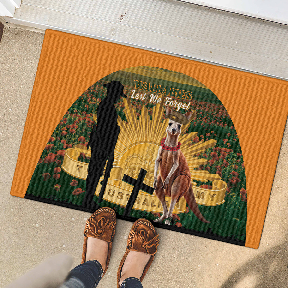 Australia Wallabies Rugby ANZAC Day Rubber Doormat 2024 Lest We Forget