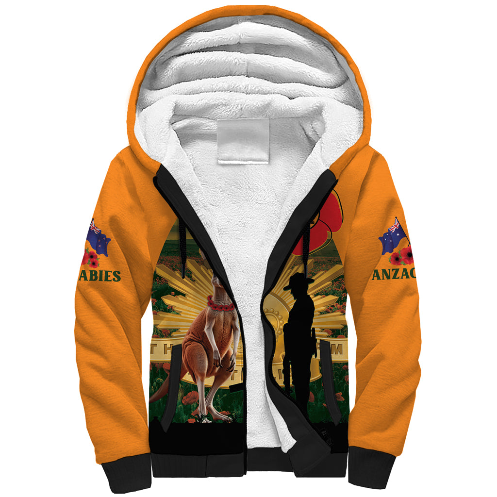 Australia Wallabies Rugby ANZAC Day Sherpa Hoodie 2024 Lest We Forget