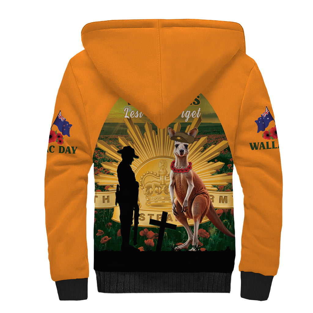 Australia Wallabies Rugby ANZAC Day Sherpa Hoodie 2024 Lest We Forget