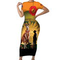Australia Wallabies Rugby ANZAC Day Short Sleeve Bodycon Dress 2024 Lest We Forget