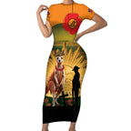 Australia Wallabies Rugby ANZAC Day Short Sleeve Bodycon Dress 2024 Lest We Forget