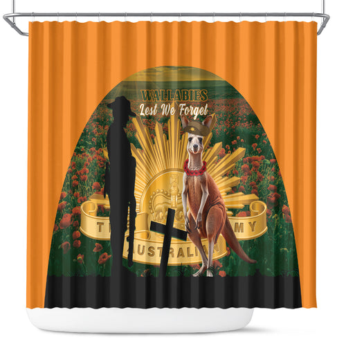 Australia Wallabies Rugby ANZAC Day Shower Curtain 2024 Lest We Forget