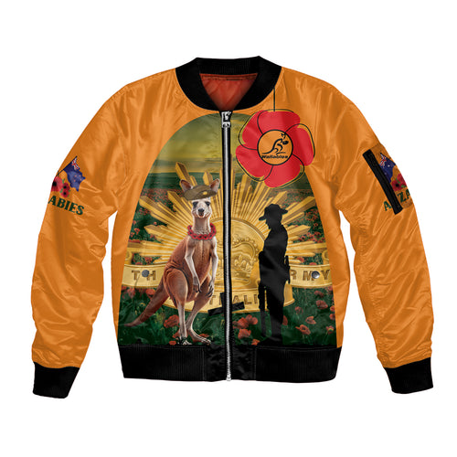 Australia Wallabies Rugby ANZAC Day Sleeve Zip Bomber Jacket 2024 Lest We Forget