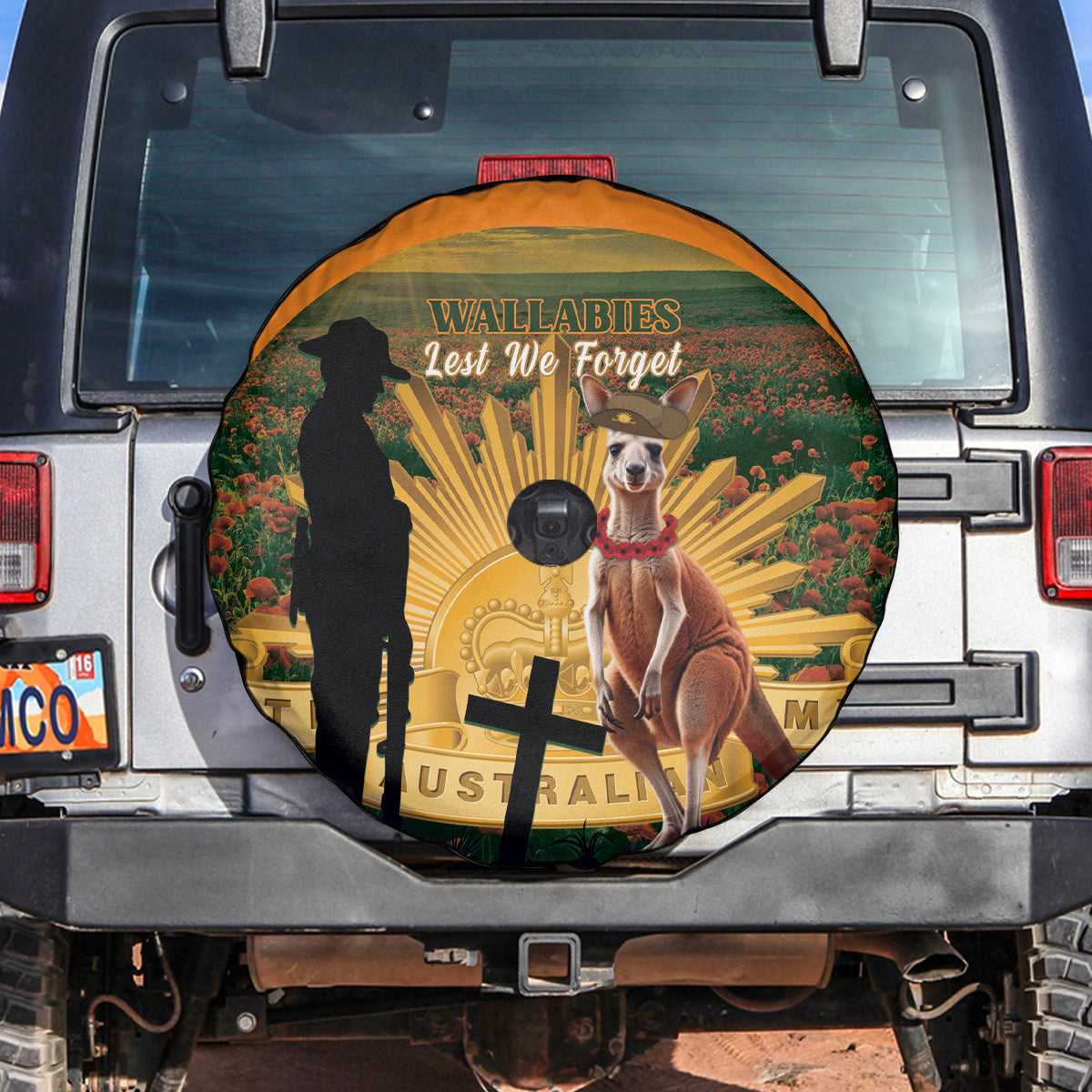 Australia Wallabies Rugby ANZAC Day Spare Tire Cover 2024 Lest We Forget