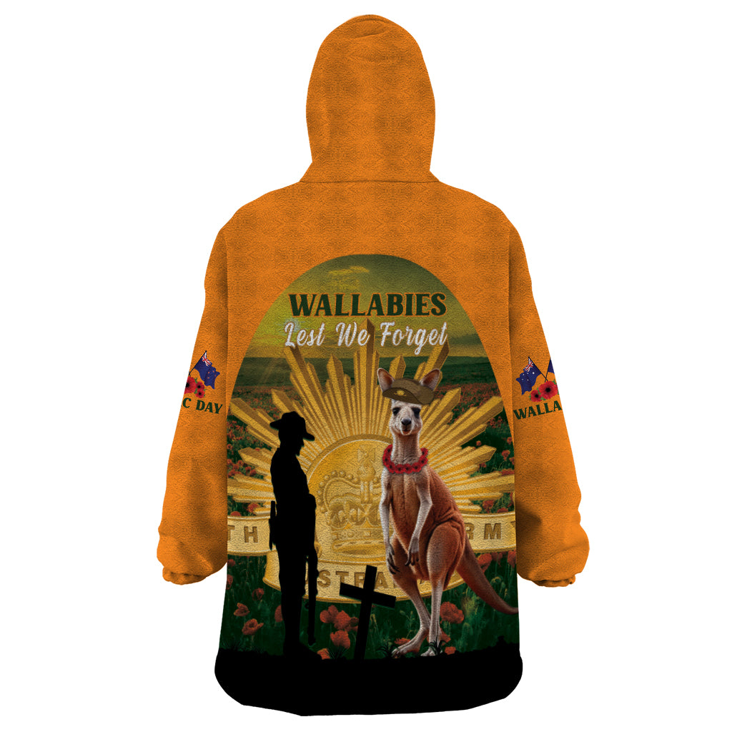 Australia Wallabies Rugby ANZAC Day Wearable Blanket Hoodie 2024 Lest We Forget