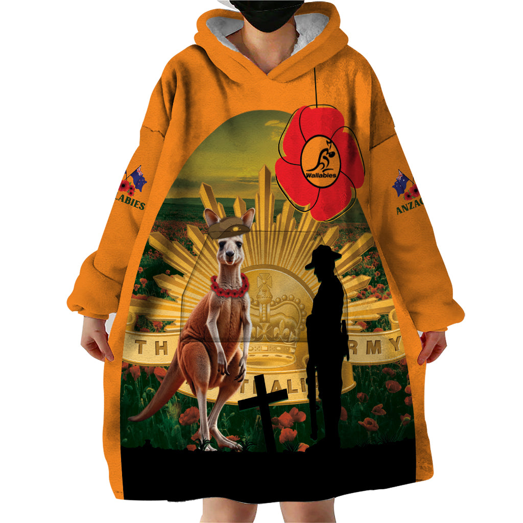 Australia Wallabies Rugby ANZAC Day Wearable Blanket Hoodie 2024 Lest We Forget