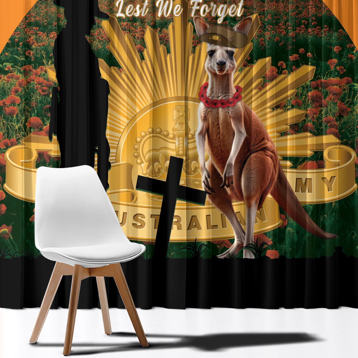 Australia Wallabies Rugby ANZAC Day Window Curtain 2024 Lest We Forget